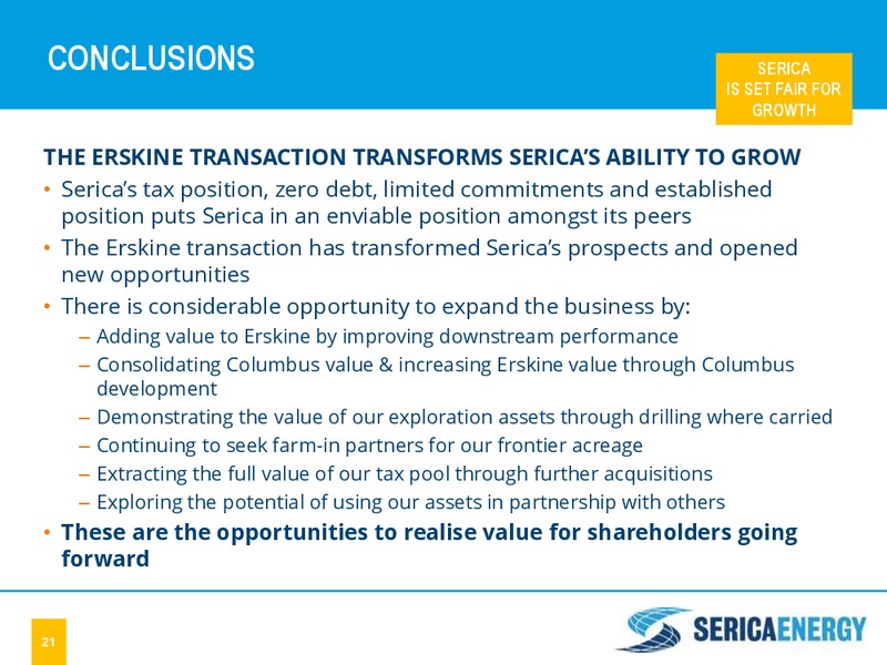 JUNE 2015 INVESTOR PRESENTATION – Serica Energy Plc – slide 20