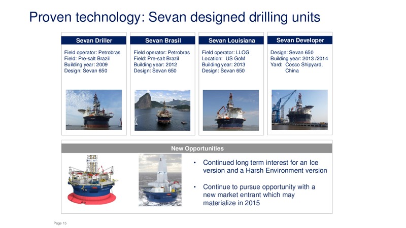 August 2015 Investor Presentation – Sevan Marine – slide 14