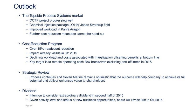 August 2015 Investor Presentation – Sevan Marine – slide 27