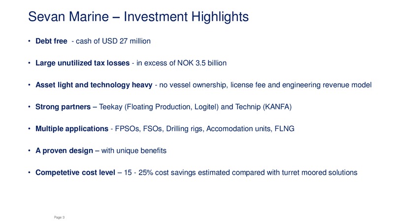 Q1 2015 Earnings Call – Sevan Marine – slide 2