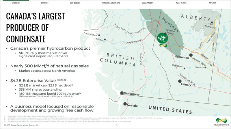 Corporate Presentation   January 2021 – Seven Generations Energy Ltd – slide 2