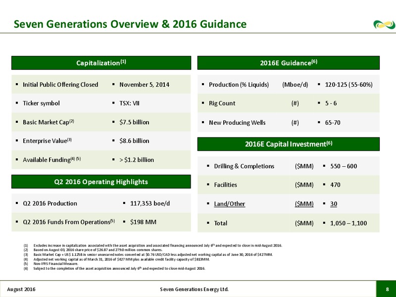 August 2016 Corporate Presentation – Seven Generations Energy Ltd – slide 5