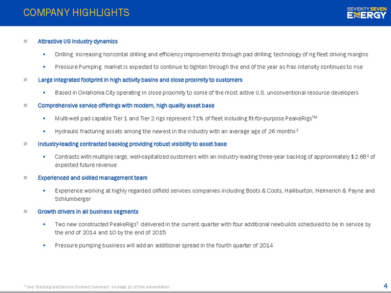 Investor Presentation – Seventy Seven Energy Inc. – slide 3