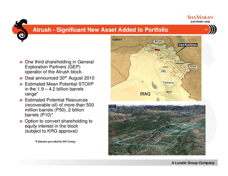 CANACCORD GENUITY GLOBAL ENERGY CONFERENCE – Shamaran Petroleum – slide 20