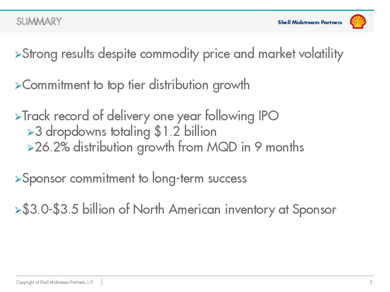 Wells Fargo Securities Energy Symposium – Shell Midstream Partners Lp – slide 2