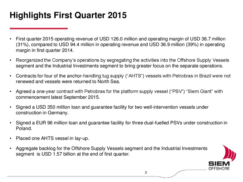 Q1 2015 Earnings Call – Siem Offshore – slide 2