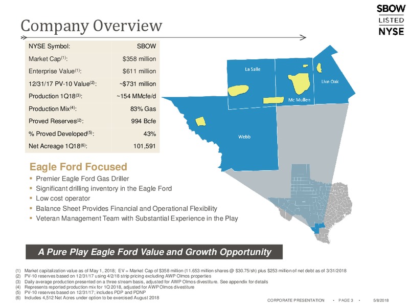 1Q 2018 Earnings Presentation – Silverbow Resources – slide 2