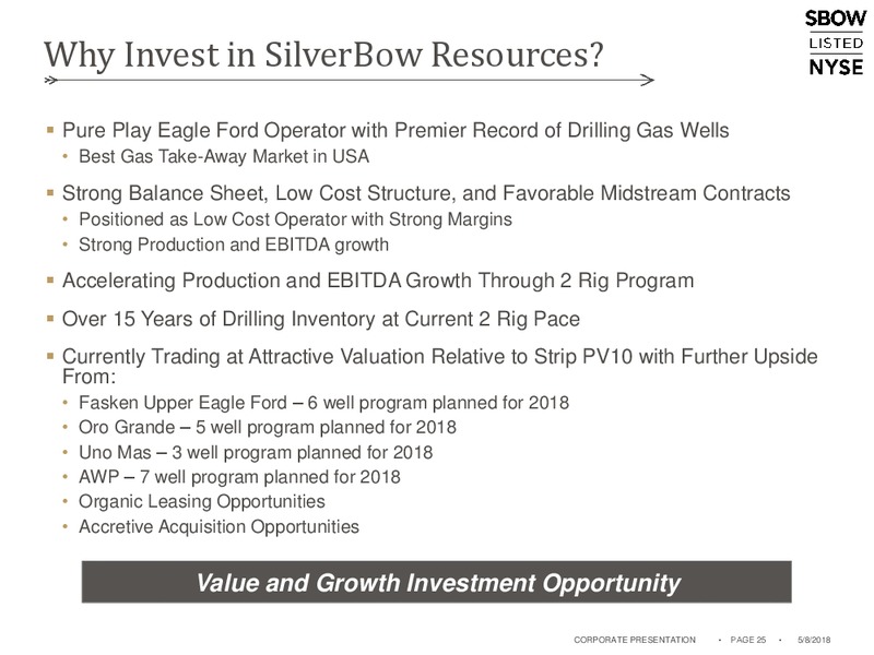 1Q 2018 Earnings Presentation – Silverbow Resources – slide 24