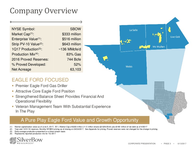 June 2017 Corporate Presentation – Silverbow Resources – slide 2