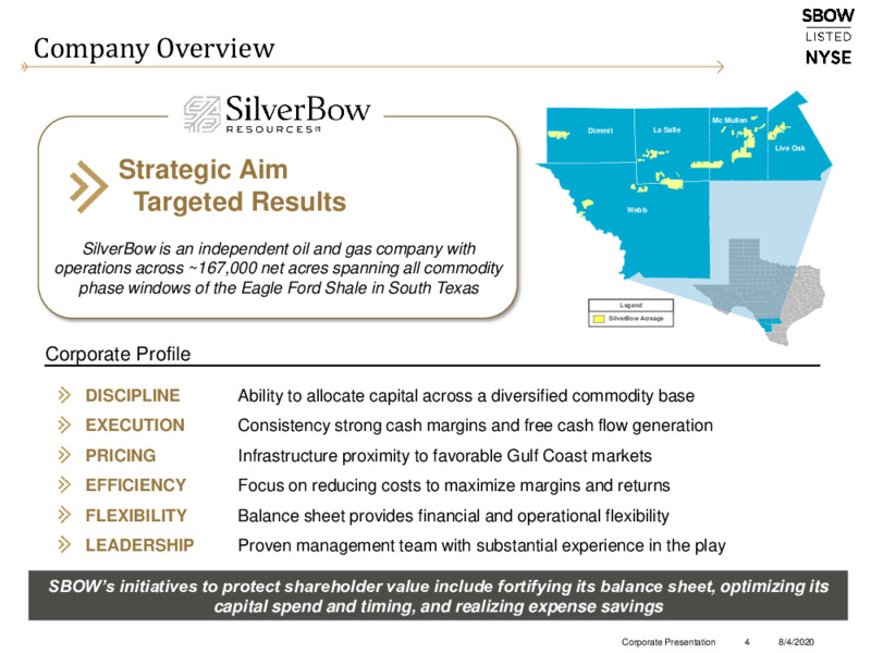 August 2020 Company Presentation – Silverbow Resources – slide 3