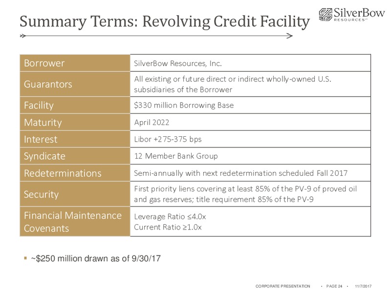 November 2017 Corporate Presentation – Silverbow Resources – slide 23