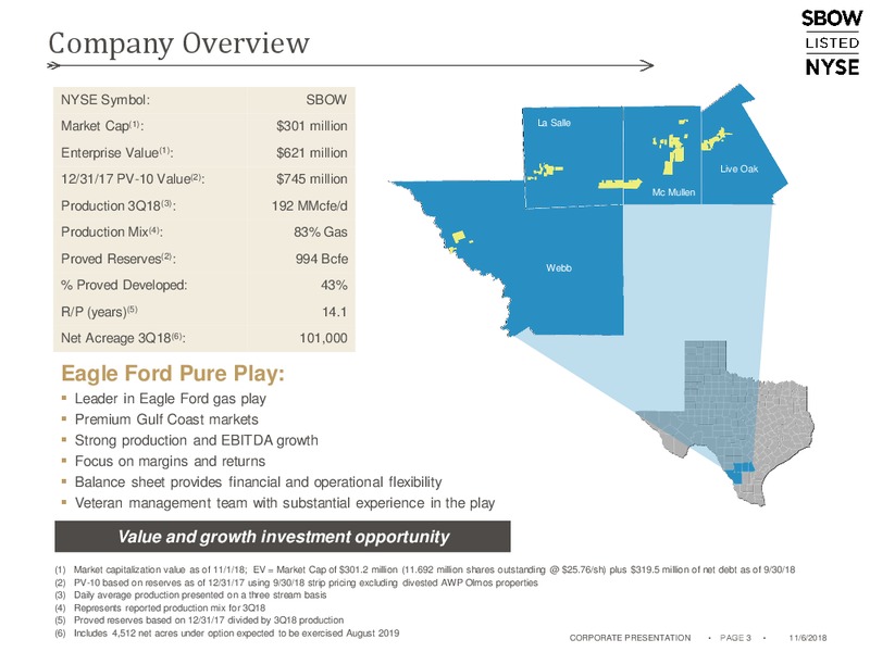 November 2018 Corporate Presentation – Silverbow Resources – slide 2