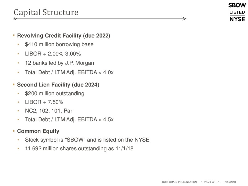 December 2018 Corporate Presentation – Silverbow Resources – slide 28