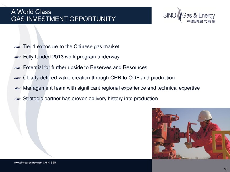 PRESENTATION TO ASIA OIL AND GAS ASSEMBLY – Sino Gas and Energy – slide 15