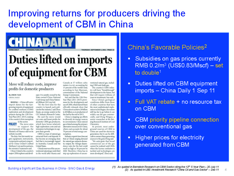RIU GOOD OIL CONFERENCE – Sino Gas and Energy – slide 4
