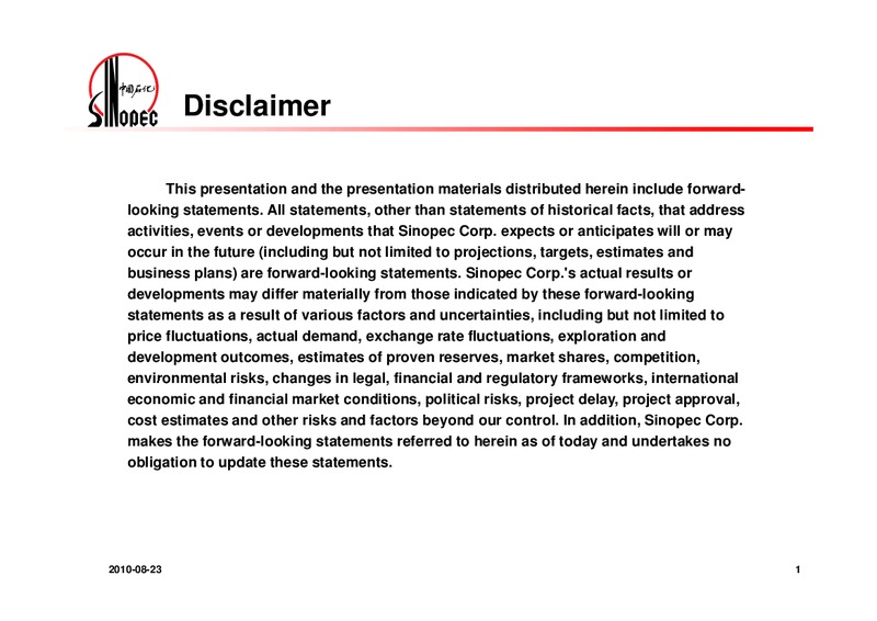 2010 INTERIM RESULTS – Sinopec – slide 2