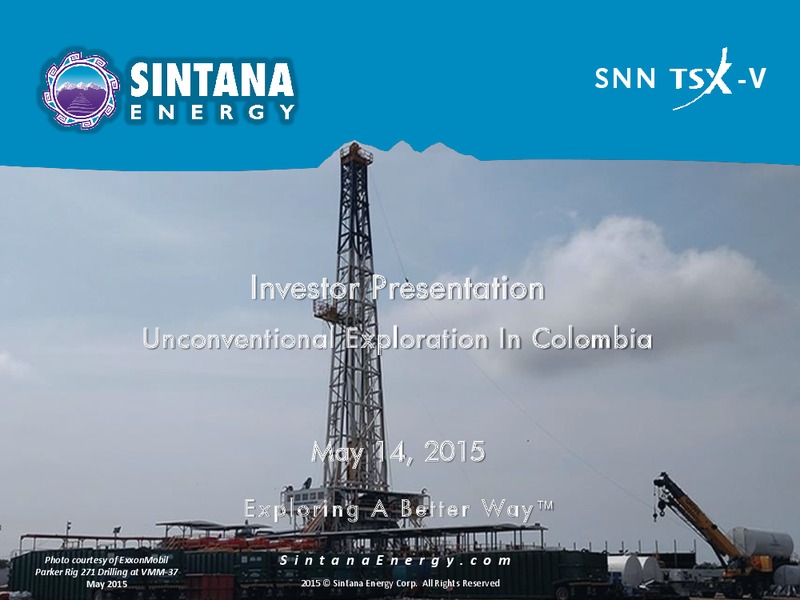 May 2015 Investor Presentation – Sintana Energy Inc – slide 1