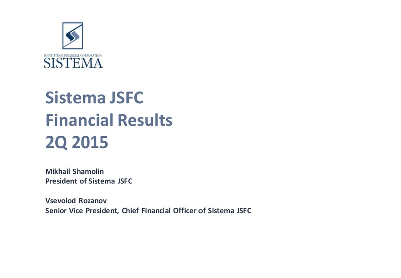 Q2 2015 Results – Sistema – slide 1