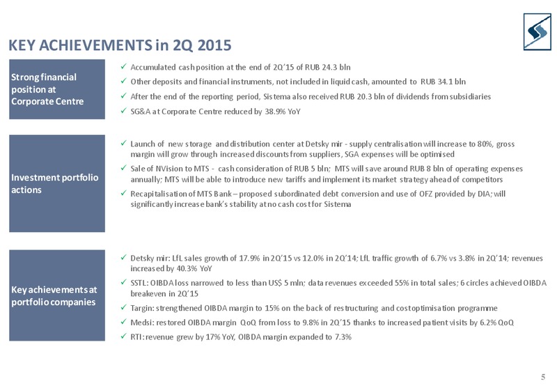 Q2 2015 Results – Sistema – slide 4