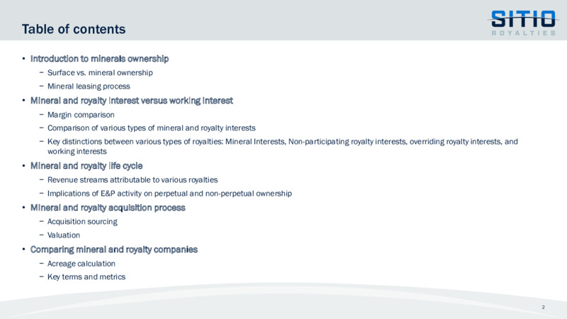 May 2023 Company Presentation – Sitio Royalties Corp. – slide 2