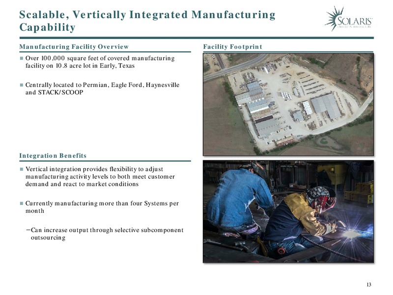August 2017 Investor Presentation – Solaris Oilfield Infrastructure, Inc. – slide 13