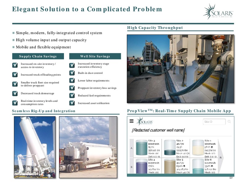 Barclays CEO Energy 2017 Power Conference – Solaris Oilfield Infrastructure, Inc. – slide 13
