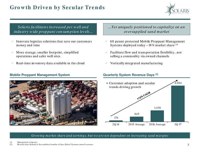 Q3 2017 Presentation – Solaris Oilfield Infrastructure, Inc. – slide 3