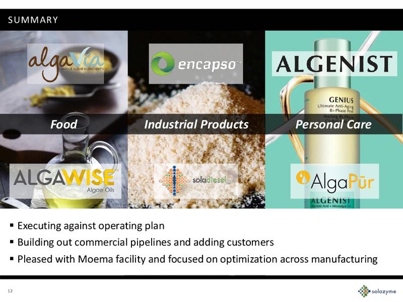 Q2 2015 – Solazyme – slide 11