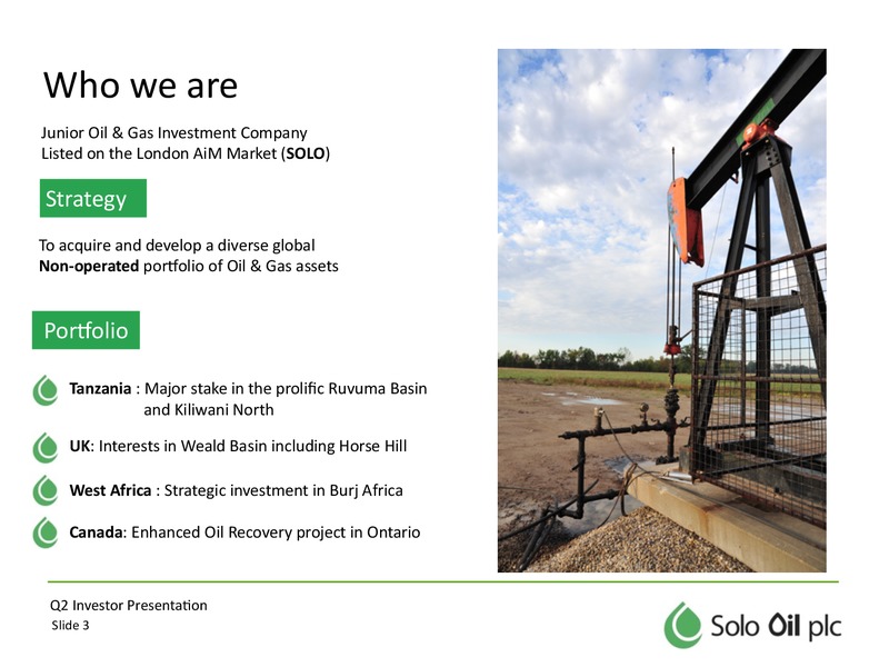 Q2 2015 Investor Presentation – Solo Oil Plc – slide 2