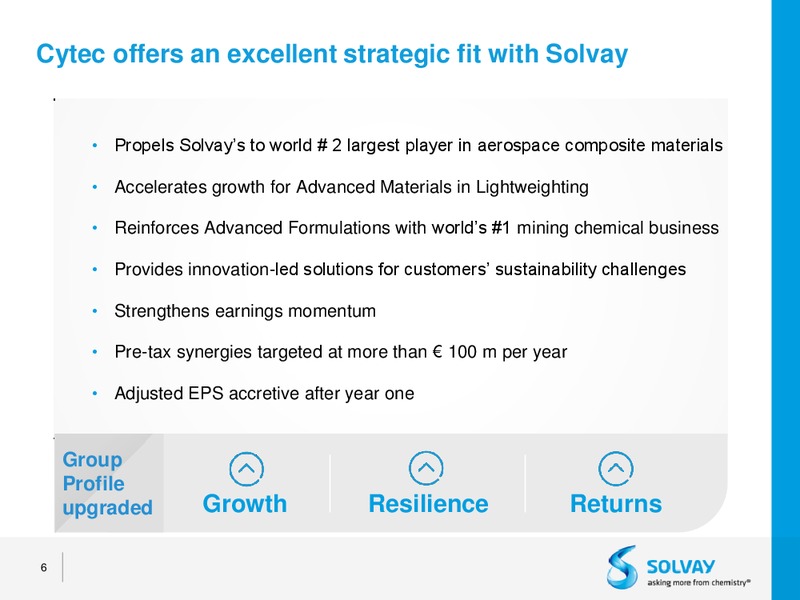 Acquisition of Cytec – Solvay – slide 4
