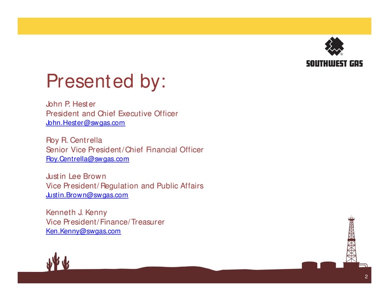 June 2015 Investor Presentation – Southwest Gas Co – slide 2