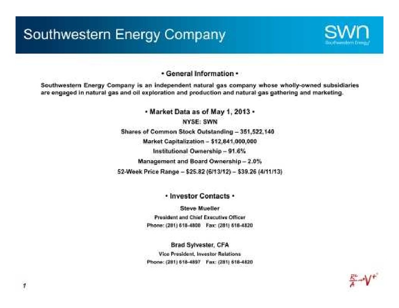 Citis Global Energy and Utilities Conference – Southwestern Energy Co. – slide 2