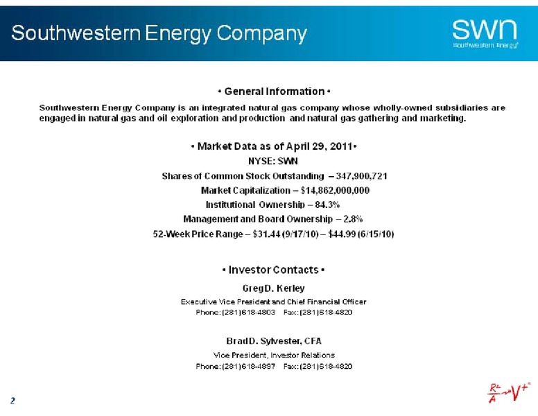 Barclay Capital Americas Select Conference – Southwestern Energy Co. – slide 2