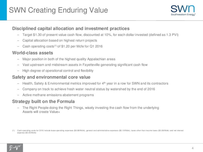 May 2016 Investor Presentation – Southwestern Energy Co. – slide 3