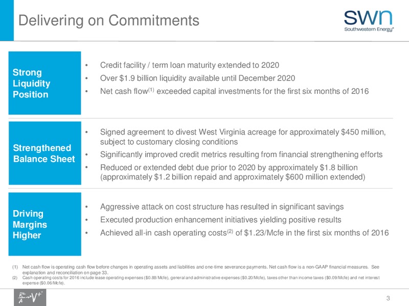 August 2016 Update – Southwestern Energy Co. – slide 2