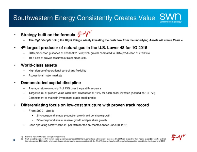 August 2015 Investor Presentation – Southwestern Energy Co. – slide 3