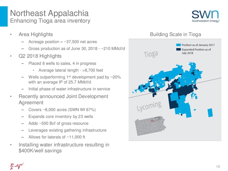 August 2018 Investor Presentation – Southwestern Energy Co. – slide 15