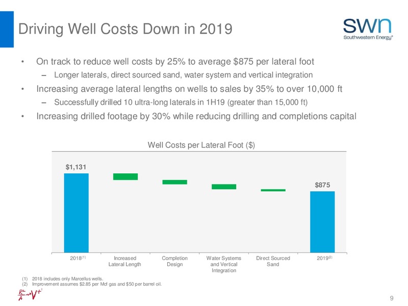 August 2019 Investor Update – Southwestern Energy Co. – slide 9