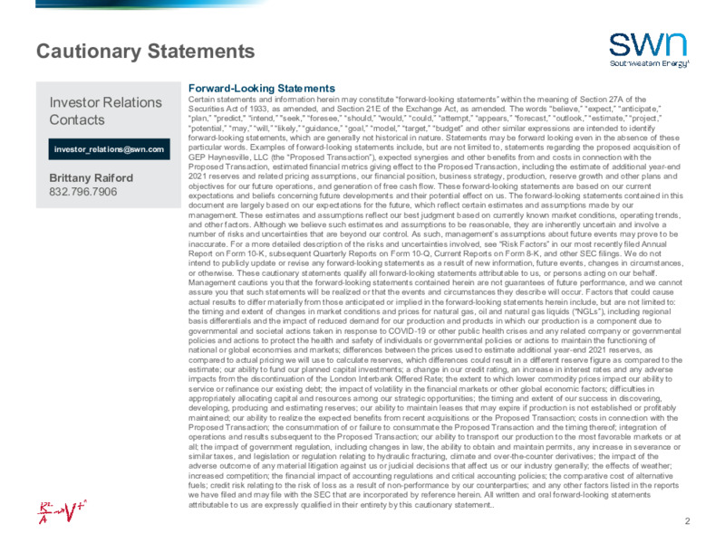 Acquisition of GEP Haynesville – Southwestern Energy Co. – slide 2