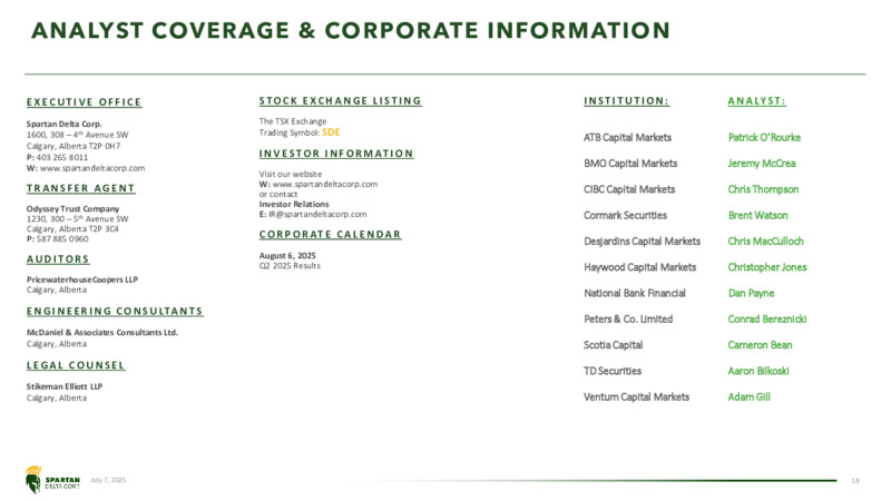 July 2025 Investor Presentation – Spartan Delta Corp. – slide 18