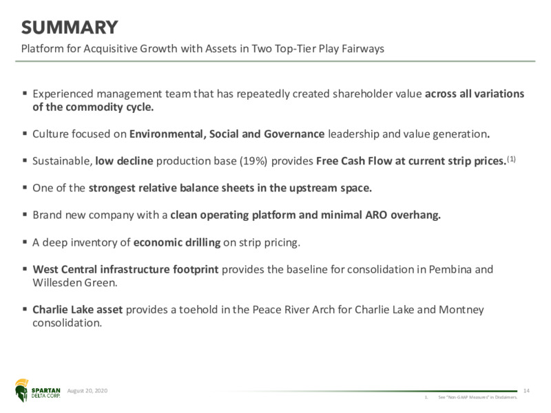 August 2020 Investor Presentation – Spartan Delta Corp. – slide 14