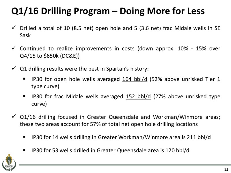 May 2016 Corporate Presentation – Spartan Energy Corp. – slide 12