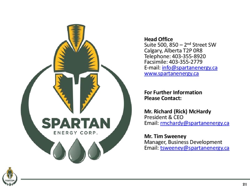May 2016 Corporate Presentation – Spartan Energy Corp. – slide 21