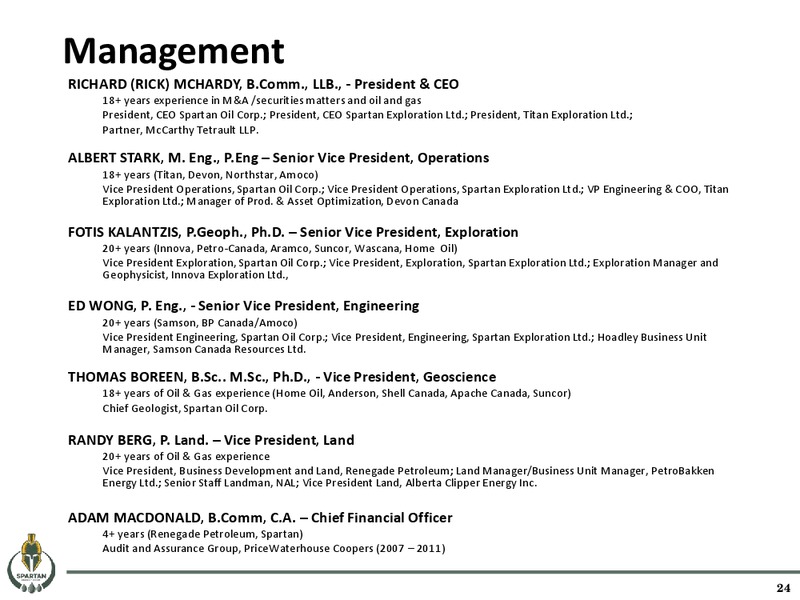 May 2016 Corporate Presentation – Spartan Energy Corp. – slide 23