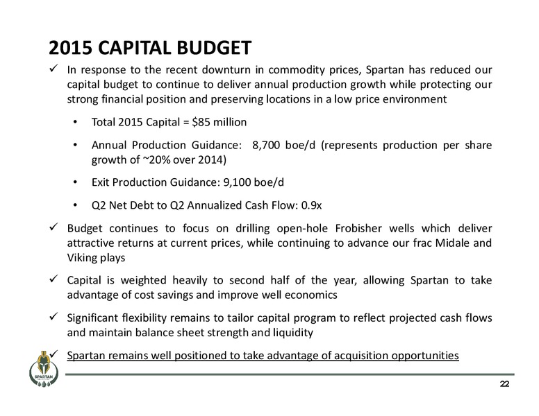 September 2015 Corporate Presentation – Spartan Energy Corp. – slide 22