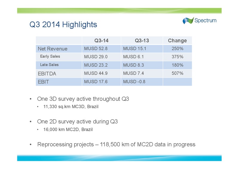 Q3 2014 EARNINGS CALL – Spectrum Asa – slide 2
