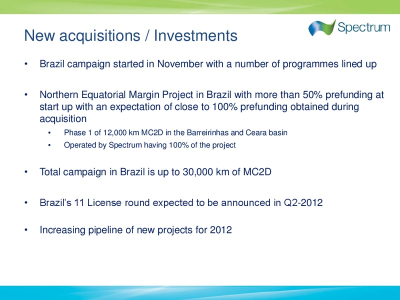 Q3 2011 EARNINGS CALL – Spectrum Asa – slide 12