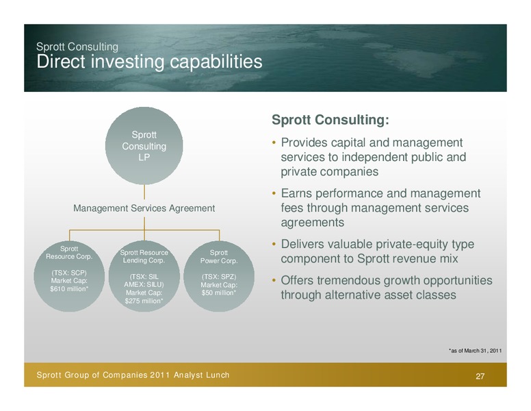 ANALYST LUNCH – Sprott Resources Corporation – slide 27