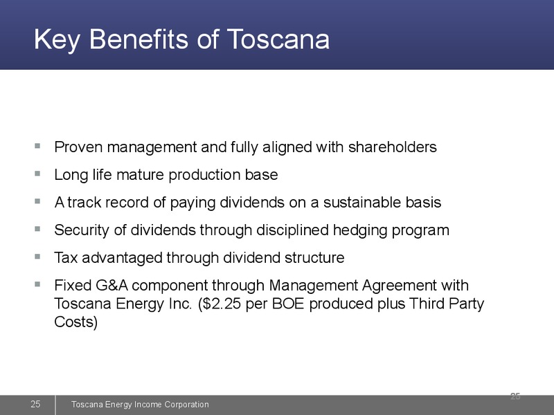 August 2015 Investor Presentation – Sprott Toscana – slide 25