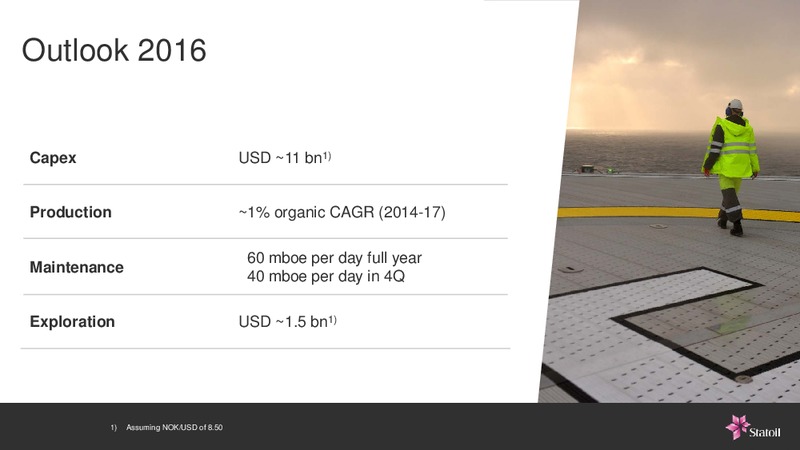 Q3 2016 Results – Statoil – slide 8